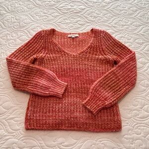 LOFT Pink/Orange Sweater Multi-Pastel S